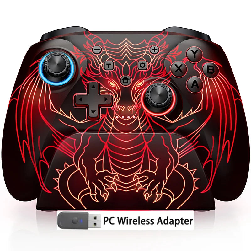 Dinofire Wireless RGB Gaming Controller for Switch, PC & Mobile
