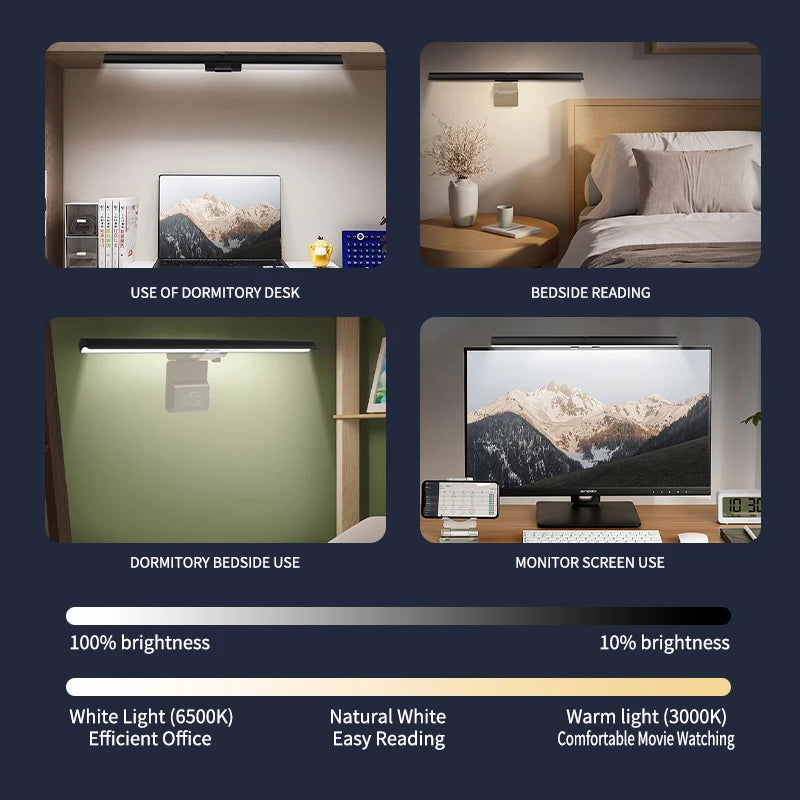 Screen Hanging Light 30CM CCT Touch Dimmable Monitor Notebook Computer LED Monitor Light for Computer Study LED Table Lamp