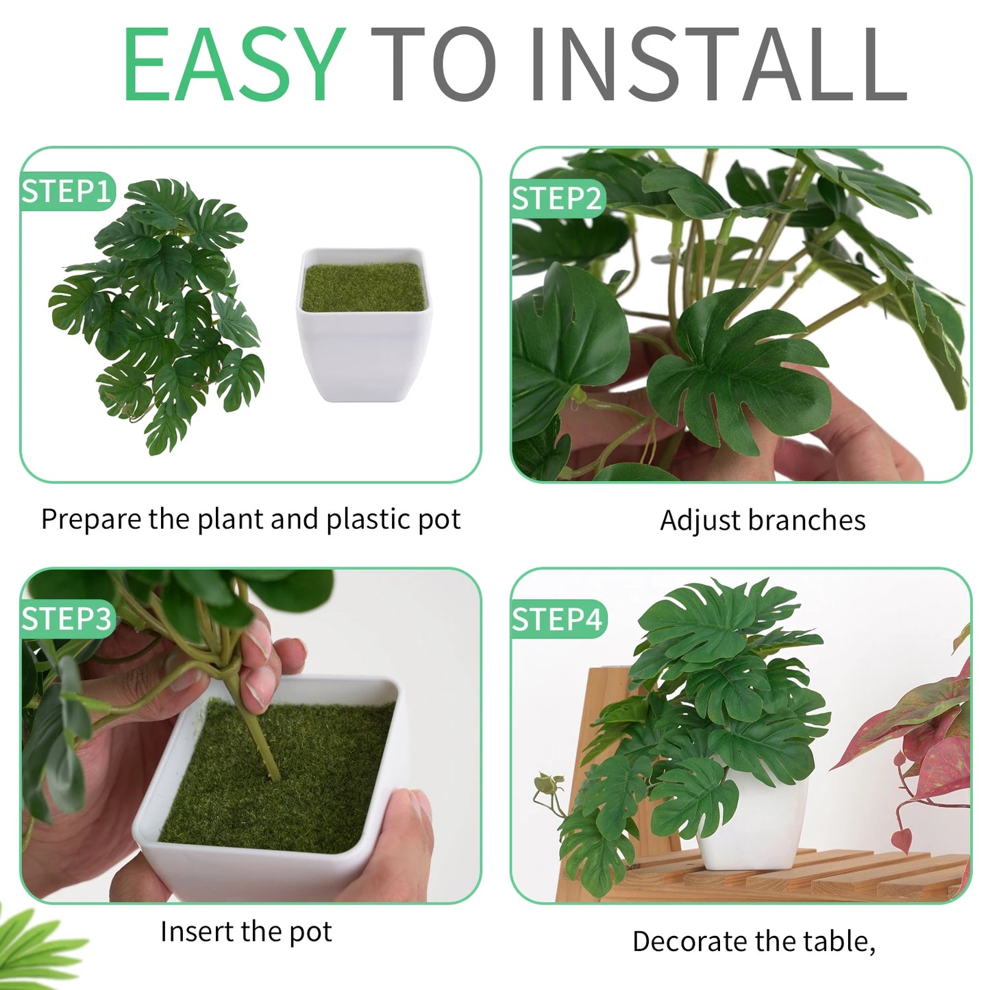 1pc Fake Plants, Small Artificial Plants with Plastic Pots, Fake Potted Desk Plants for Office Home Shelf Decor Indoor Outdoor
