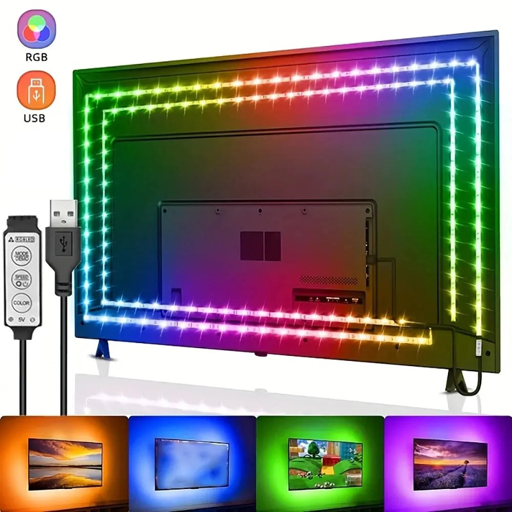 USB LED TV Backlight Strip – 3-Key Control, Flexible Ribbon