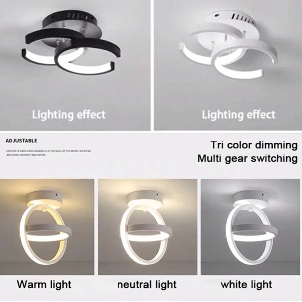 Modern Dual-Ring LED Ceiling Light – 25W/30W, Touch Switch