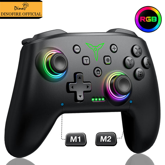 Dinofire Wireless RGB Gaming Controller for Switch, PC & Mobile