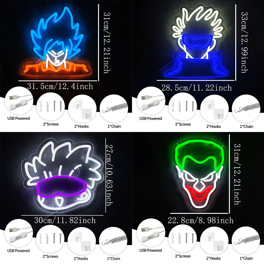 Anime Series Neon Sign For Wall Decor,Led Neon Light For Game Room,Bedroom,Birthday Gift For Teens,Party,Man Cave Decoration