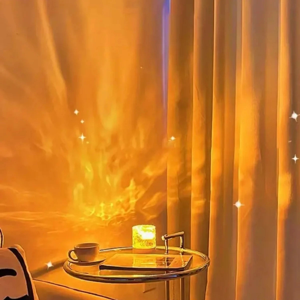 RGB16 color water ripple ambient light, bedroom light and shadow atmosphere, rotating table lamp, bedside night light