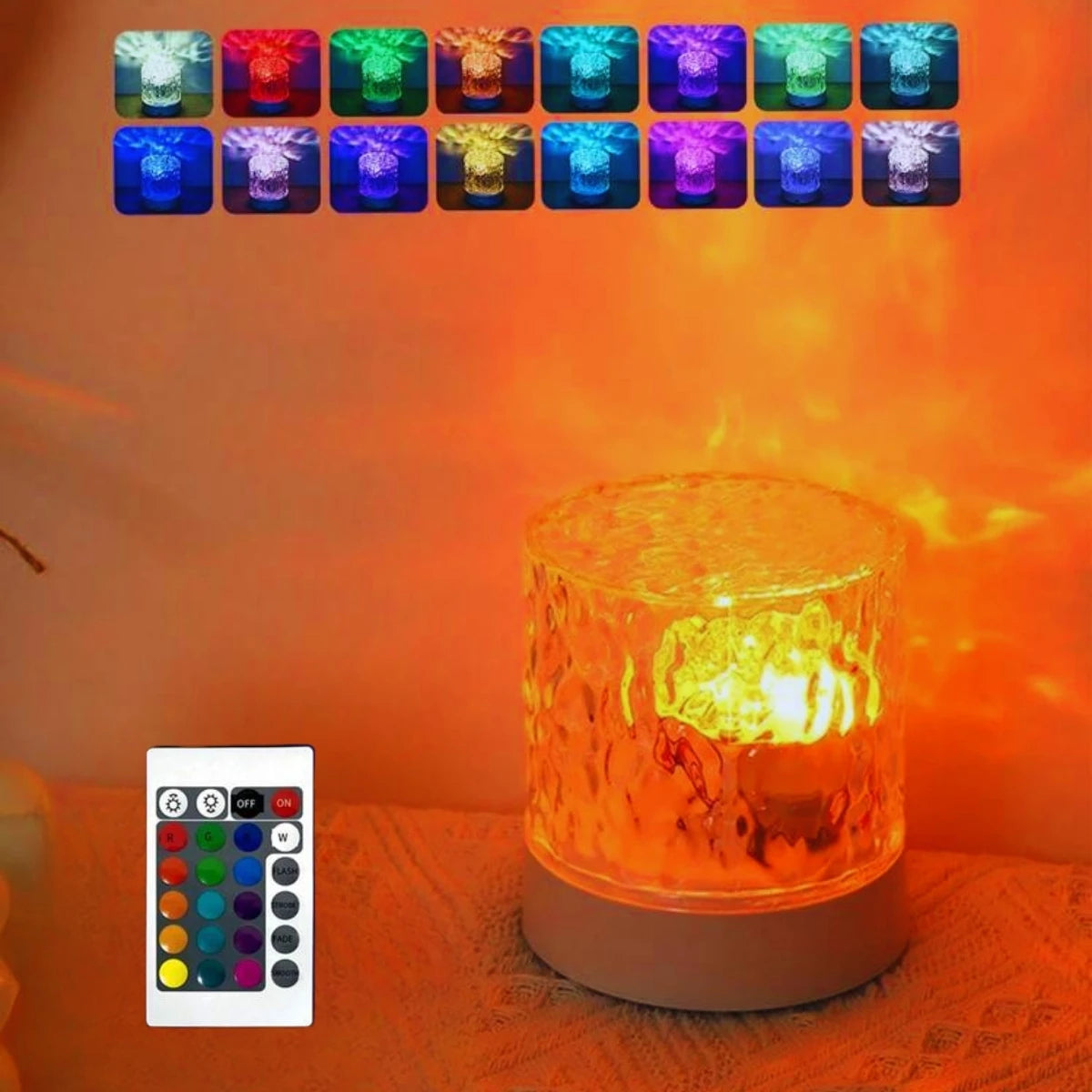 RGB16 color water ripple ambient light, bedroom light and shadow atmosphere, rotating table lamp, bedside night light