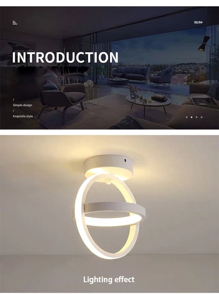 Modern Dual-Ring LED Ceiling Light – 25W/30W, Touch Switch
