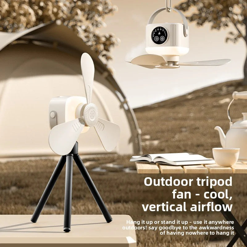 Portable Rechargeable Ceiling Fan – 4 Speeds, LED Light, Remote