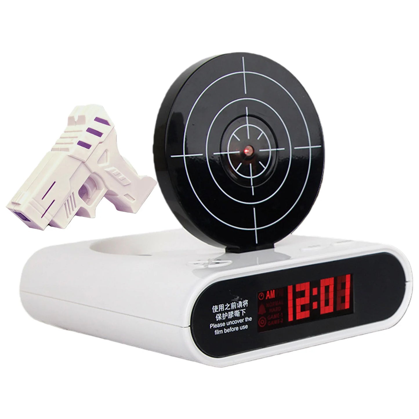Target Shooting Alarm Clock – LED Display, 2 Alarm Modes, Infrared Gun
