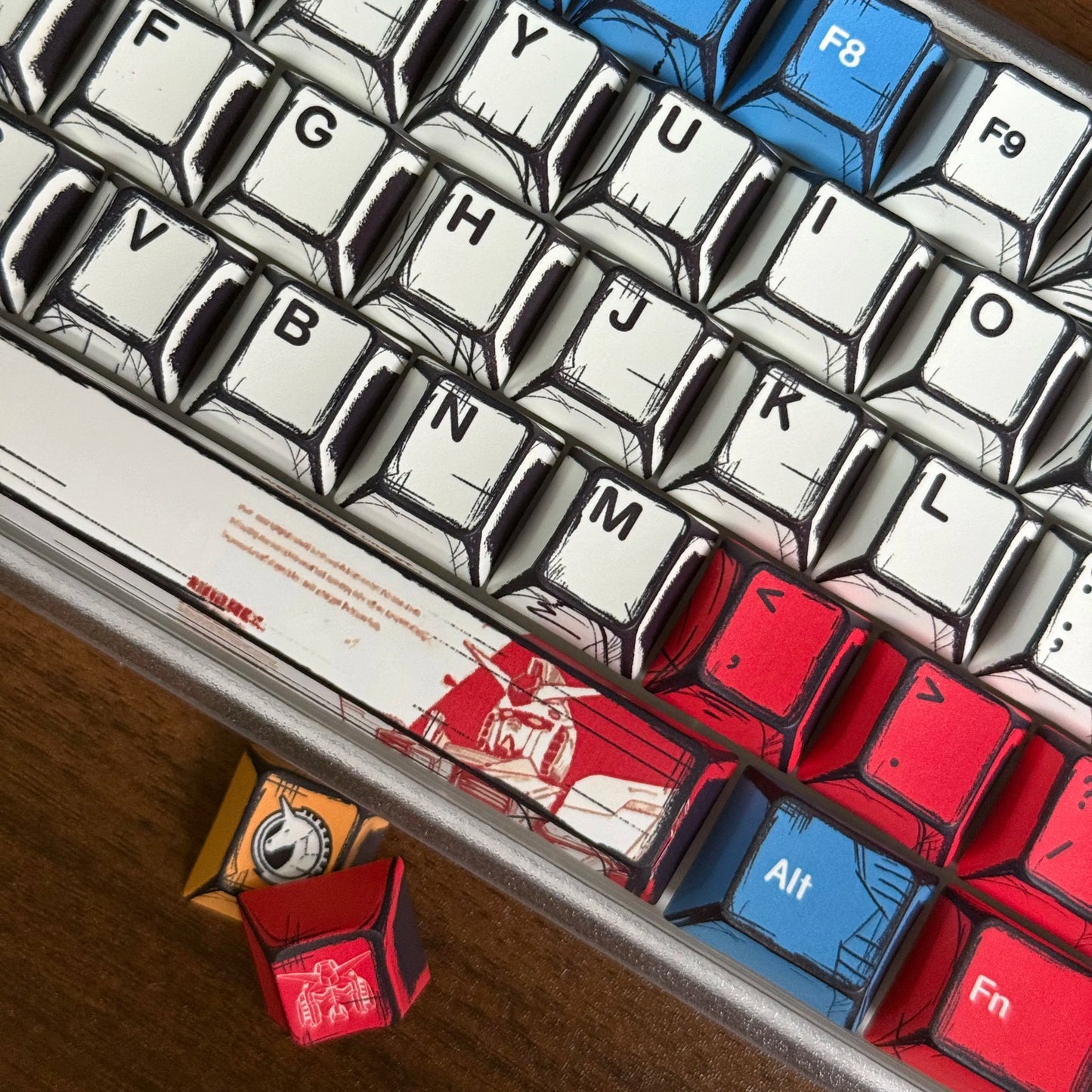 Comic Keycaps Set – Cherry Profile PBT, Red Blue White