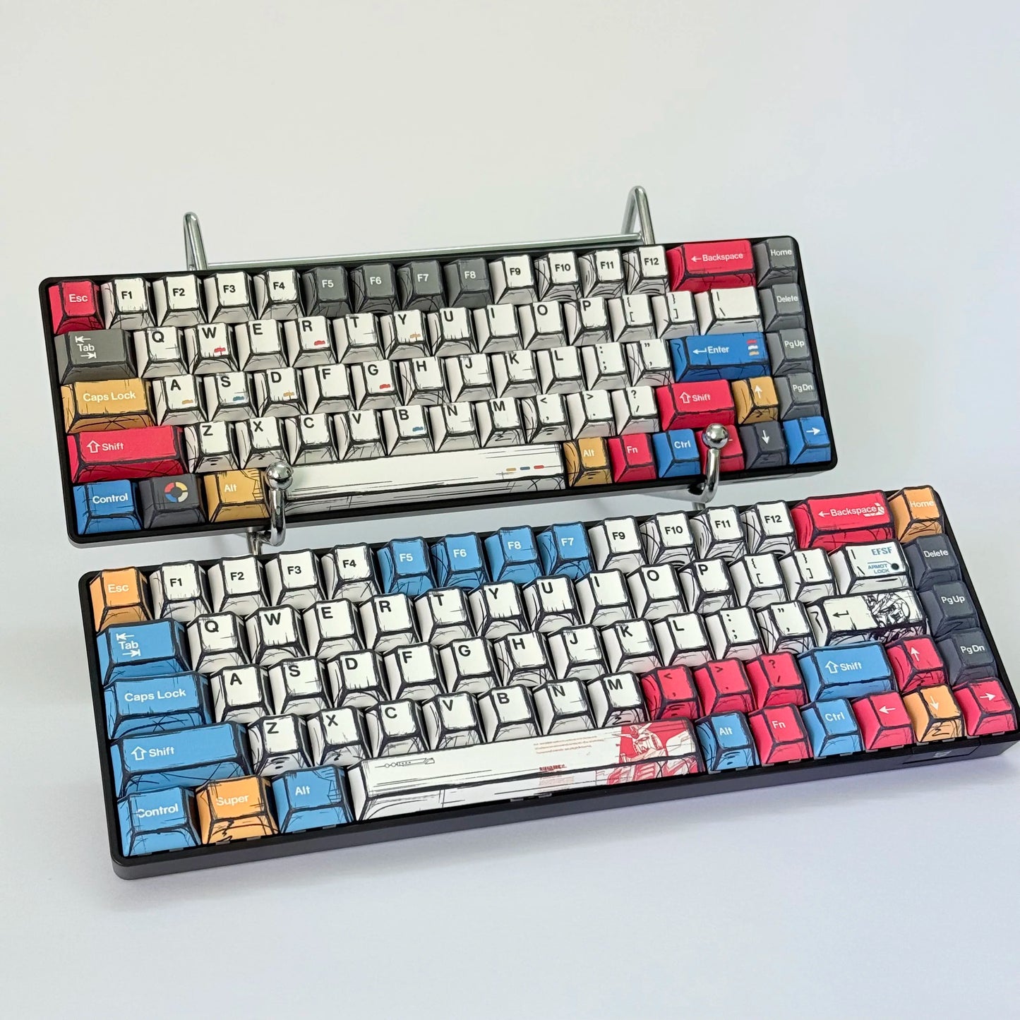 Comic Keycaps Set – Cherry Profile PBT, Red Blue White