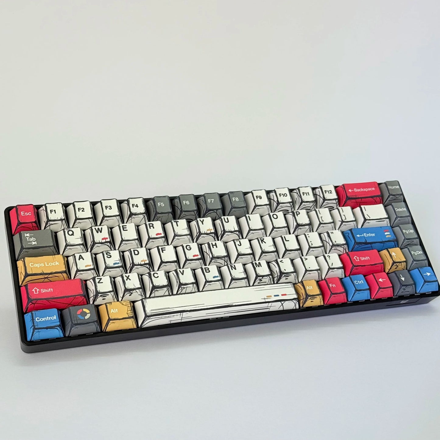 Comic Keycaps Set – Cherry Profile PBT, Red Blue White
