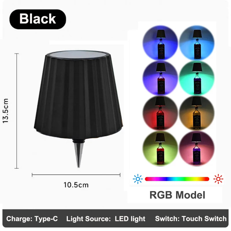 RGB Wireless Table Lamp For Wine Bottles LED Bottle Light For Outdoor Use Touch Control Ideal For Restaurant Bars Festival Party