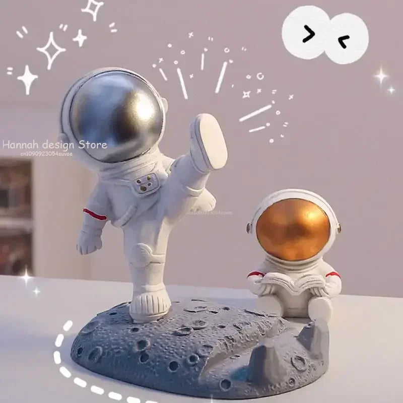 Office Desk Decoration Nordic Style Astronauts Mobile Phone Stand Holder Ornaments Resin Spaceman Bracket Toys Boyfriend Gift