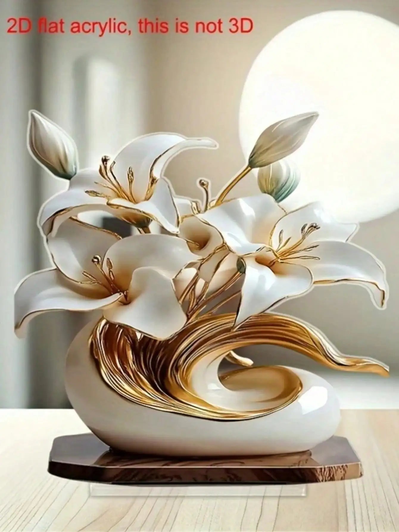 Floral Desktop Decoration Ornament 20x20cm Acrylic 2D Flat Home Decor Easy Install Practical Flower Desk Accessory