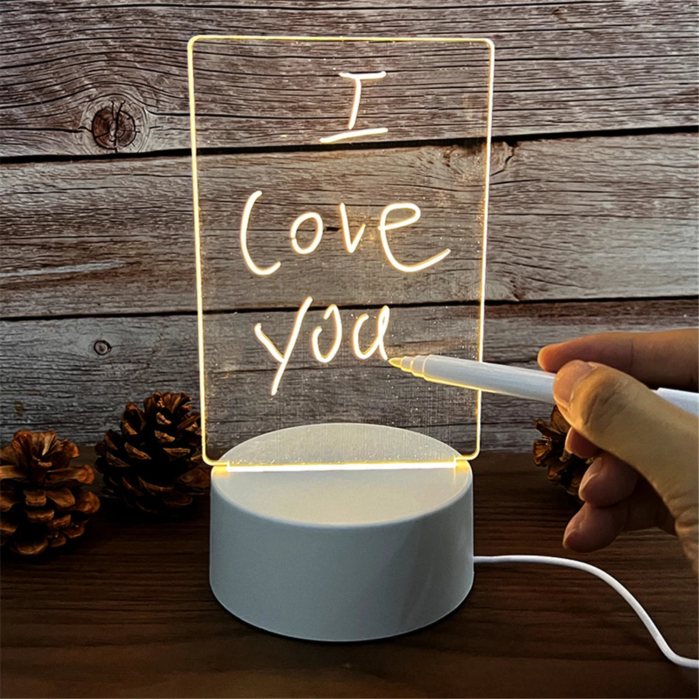 LED Acrylic Night Light – Erasable Message Board & Calendar