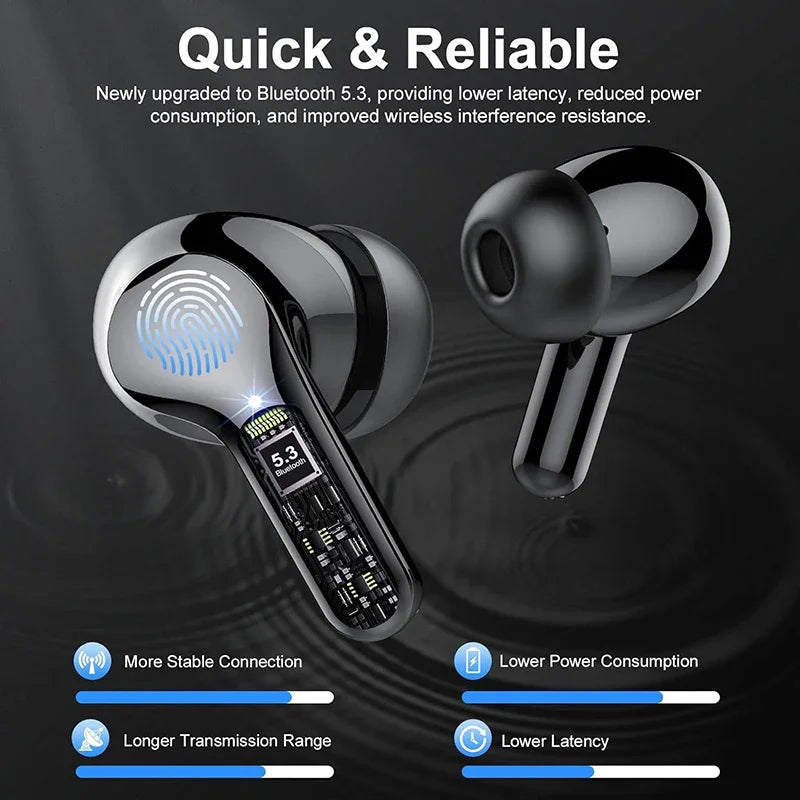 HiFi Wireless Earbuds – BT5.3, ENC Noise Cancelling, 48H, IP7