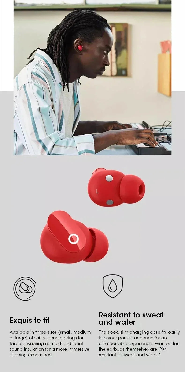 Buds 4 Pro Wireless Earbuds Bluetooth Earphones Noise Reduction Headphones HiFI Stereo Sound Built-in Mic Headset