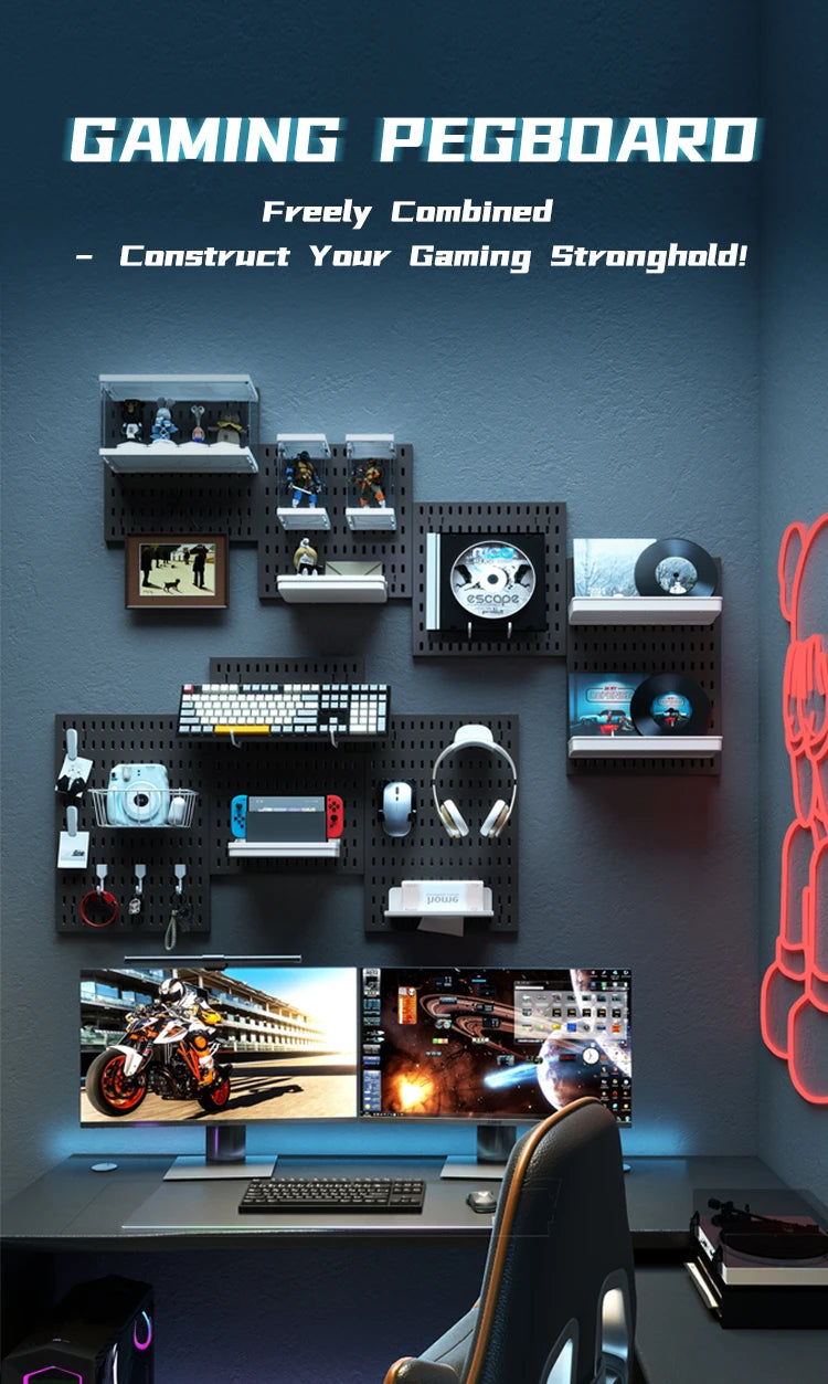 GridForge™ No-Drill Pegboard Shelf