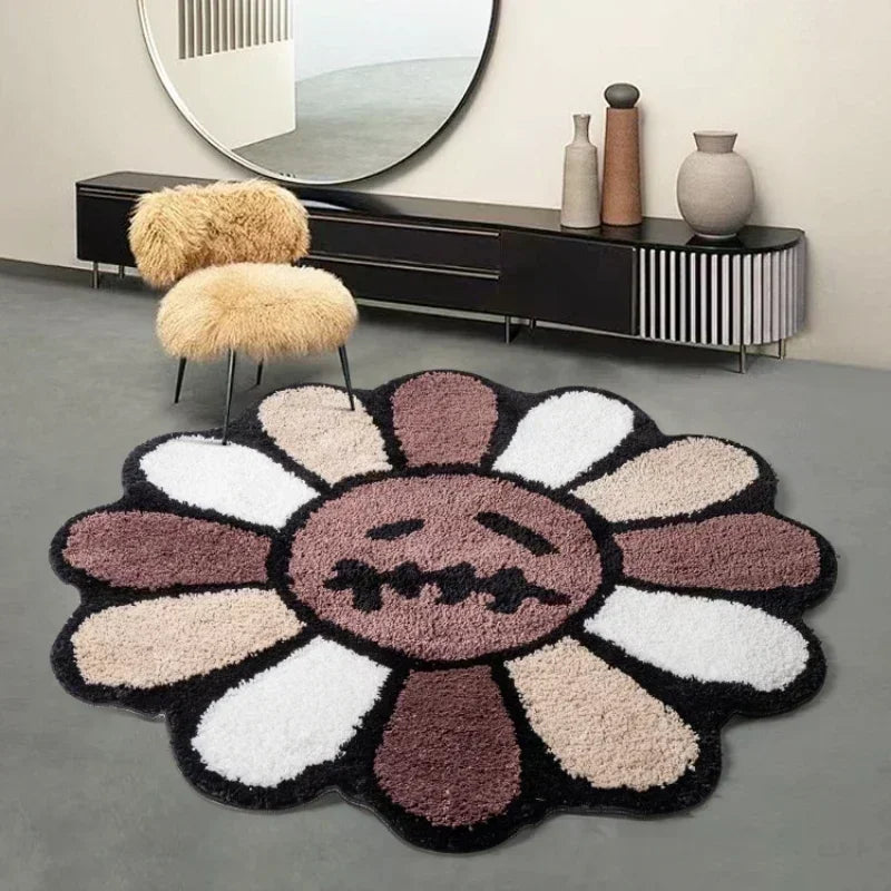 Tufted Sunflower Carpet Bathroom Aesthetic Antislip Area Rug Jack Cactus Flower Mat Bedroom Rug Living Room Decoration Ornament