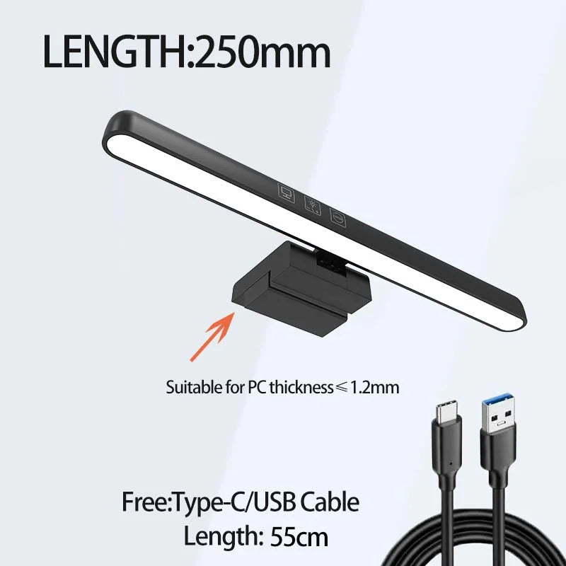 LED Monitor Light Bar – 3 Color Temps, Dimmable, Eye Protection