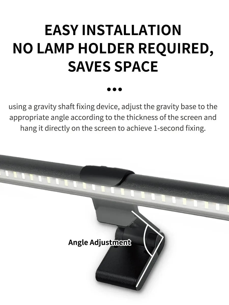 LED Monitor Light Bar – 3 Color Temps, Dimmable, Eye Protection