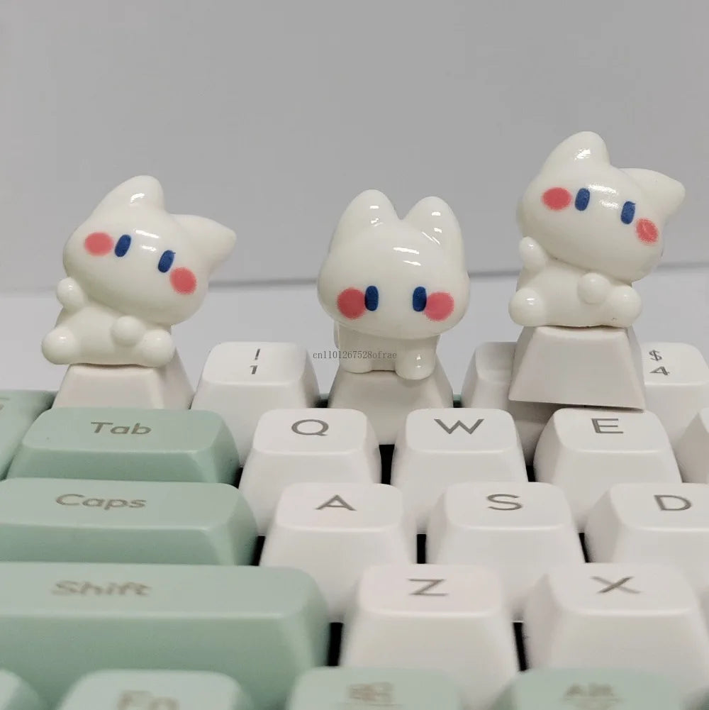 Kawaii White Cat ESC Keycap – Cherry Profile, Cross Axis