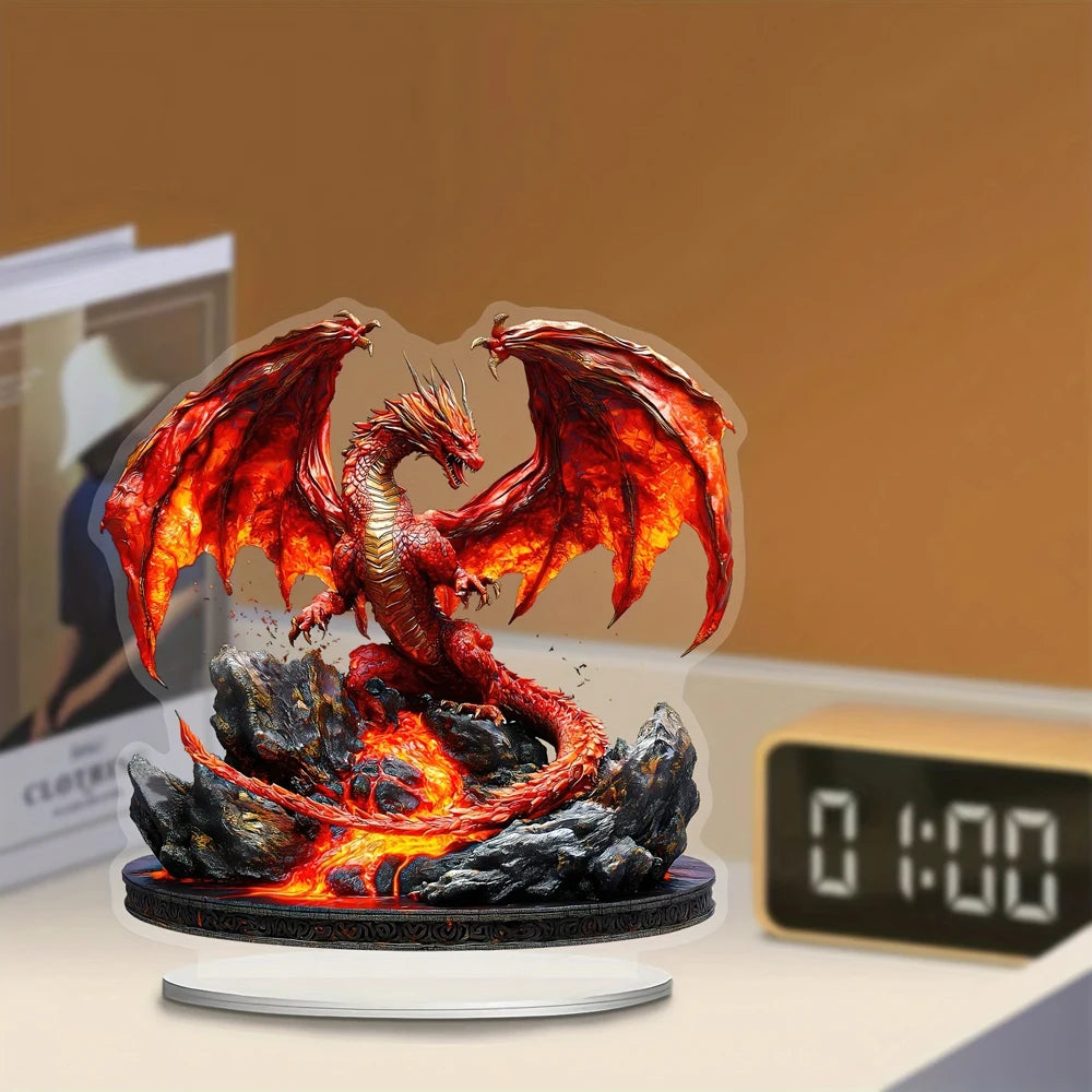 Red Dragon Acrylic Desk Decoration: Multi-Purpose Home Décor - Suitable for Living Room, Study, Bedroom, and as a Gift