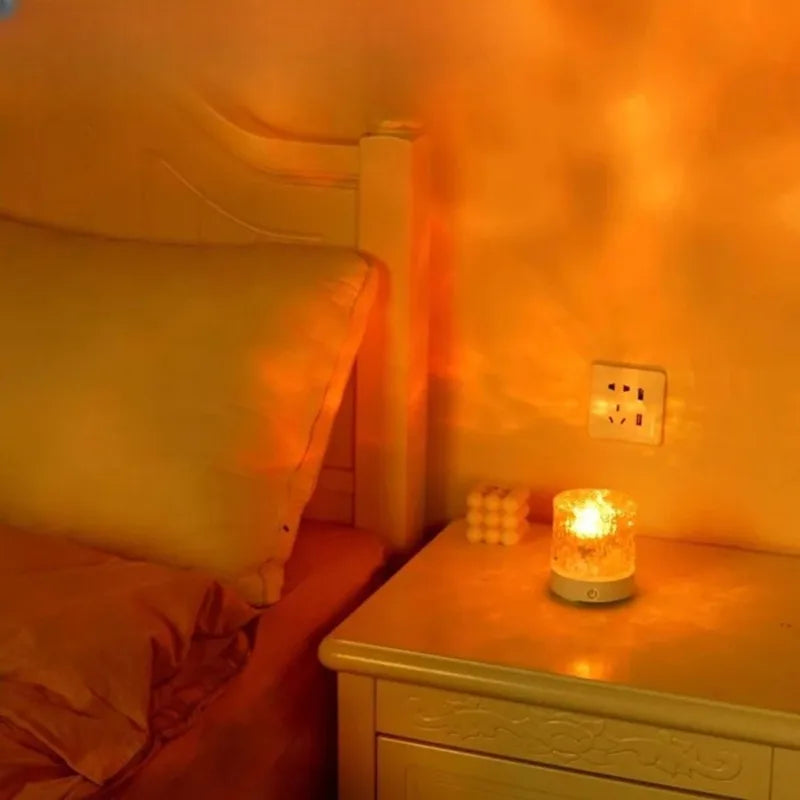 RGB 16 Colors Water Ripple Atmosphere Light Remote Control Dynamic Flame Starry Sky Romantic Bedroom Decor Projection Night Lamp