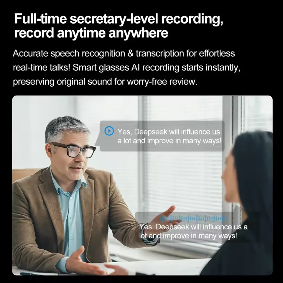 AI Smart Camera Glasses – HD Recording, Translation & Voice Assistant