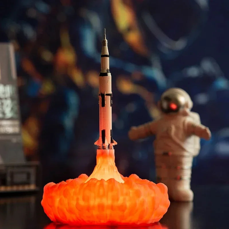 Newest Dropship 3D Print Saturn V Lamps Rechargeable Night Light Apollo 5 for Moon Land Space Lover As Room Decoration