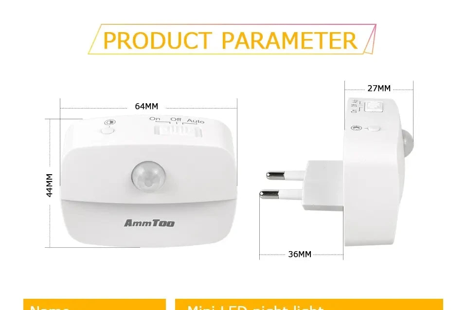 Motion Sensor Plug-In LED Night Light – EU & US Plug