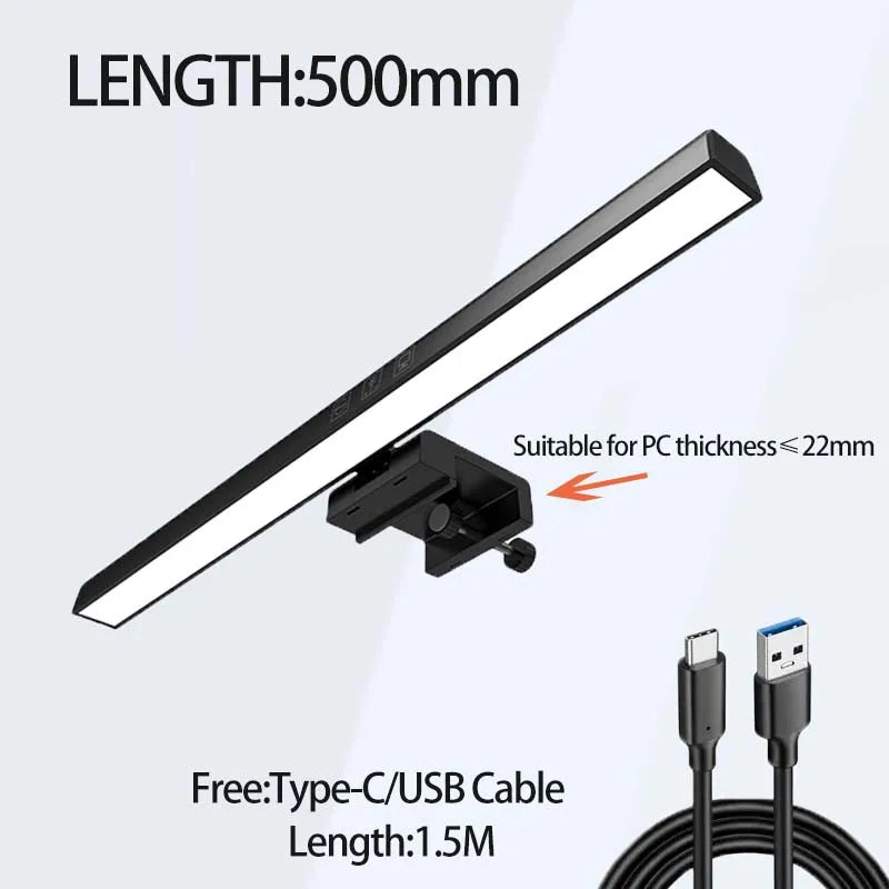 LED Monitor Light Bar – 3 Color Temps, Dimmable, Eye Protection