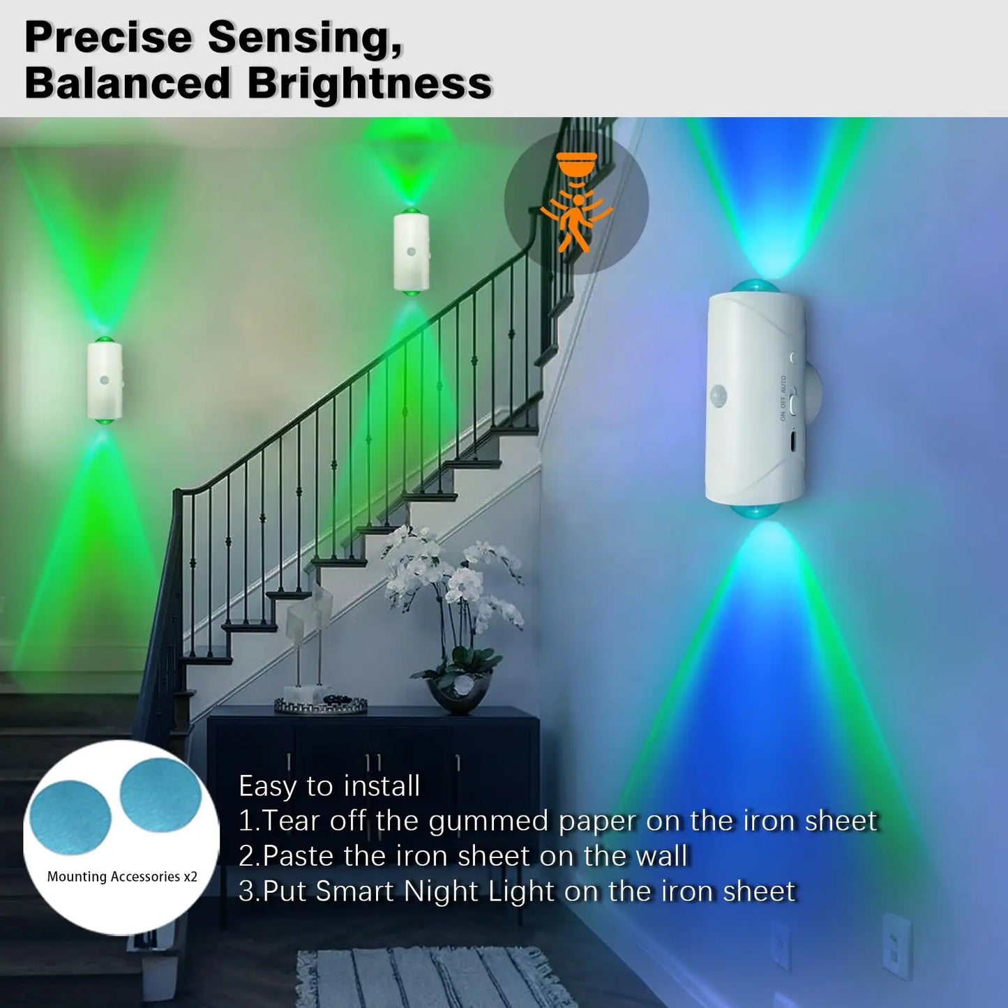 RGB LED Night Light with Motion Sensor Rechargeable Wall Lamp Gradient Ambient Light Dimmable Indoor Light Magnetic Step Lamp