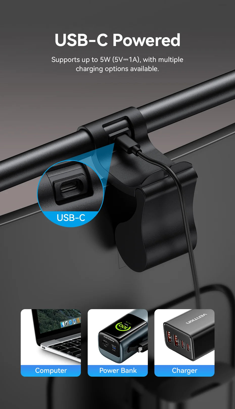 LED Monitor Light Bar – Eye Protection, 3 Color Temps, USB-C
