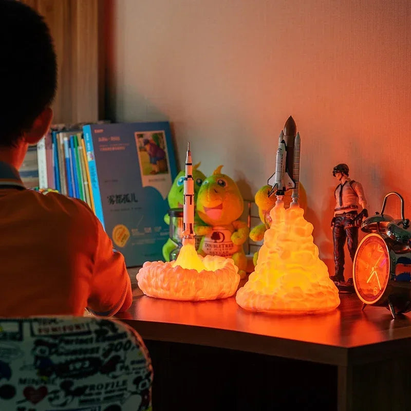 Newest Dropship 3D Print Saturn V Lamps Rechargeable Night Light Apollo 5 for Moon Land Space Lover As Room Decoration