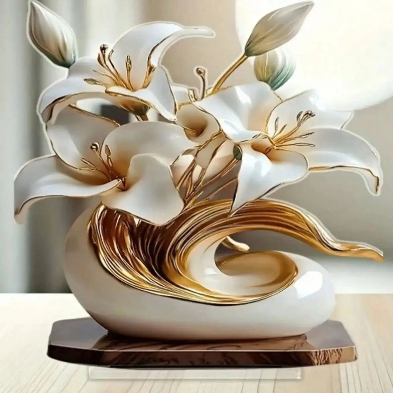Floral Desktop Decoration Ornament 20x20cm Acrylic 2D Flat Home Decor Easy Install Practical Flower Desk Accessory