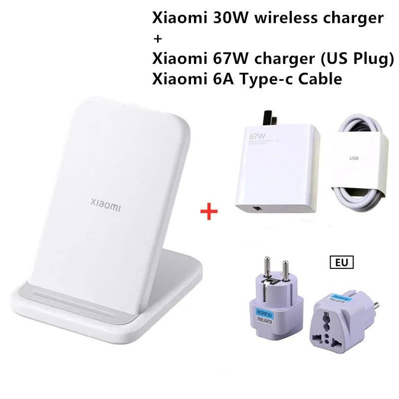 Xiaomi Mi 30W Vertical Wireless Charger Fast Charging For Xiaomi 15/14/13/12 Series For Redmi K70/K60 Series For iPhone Series